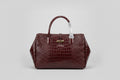 Longchamp Croc-embossed burgundy top handle
