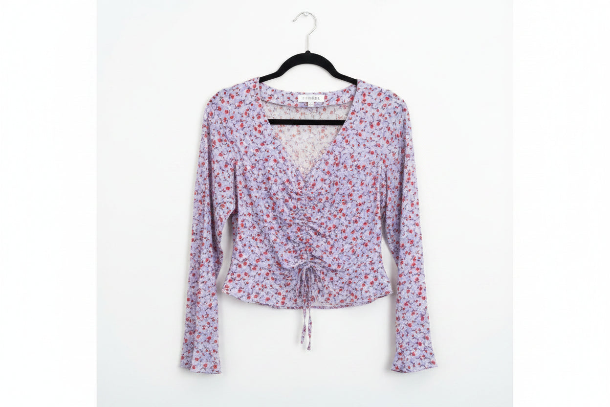 INTERMIX Top 4 Light purple with red and white floral pattern