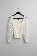 French Connection Shirt M Cream/Off-white Floral sleeves