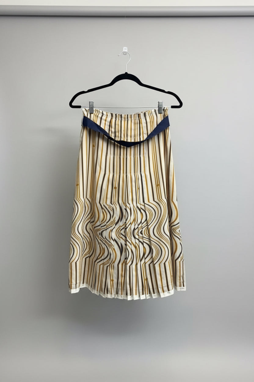 Tory Burch Skirt 8 Beige, Gold, Navy Blue