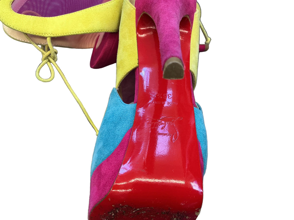 Christian Louboutin Farfamesh Shoes 7 Multicolor (Pink, Yellow, Blue, Beige)