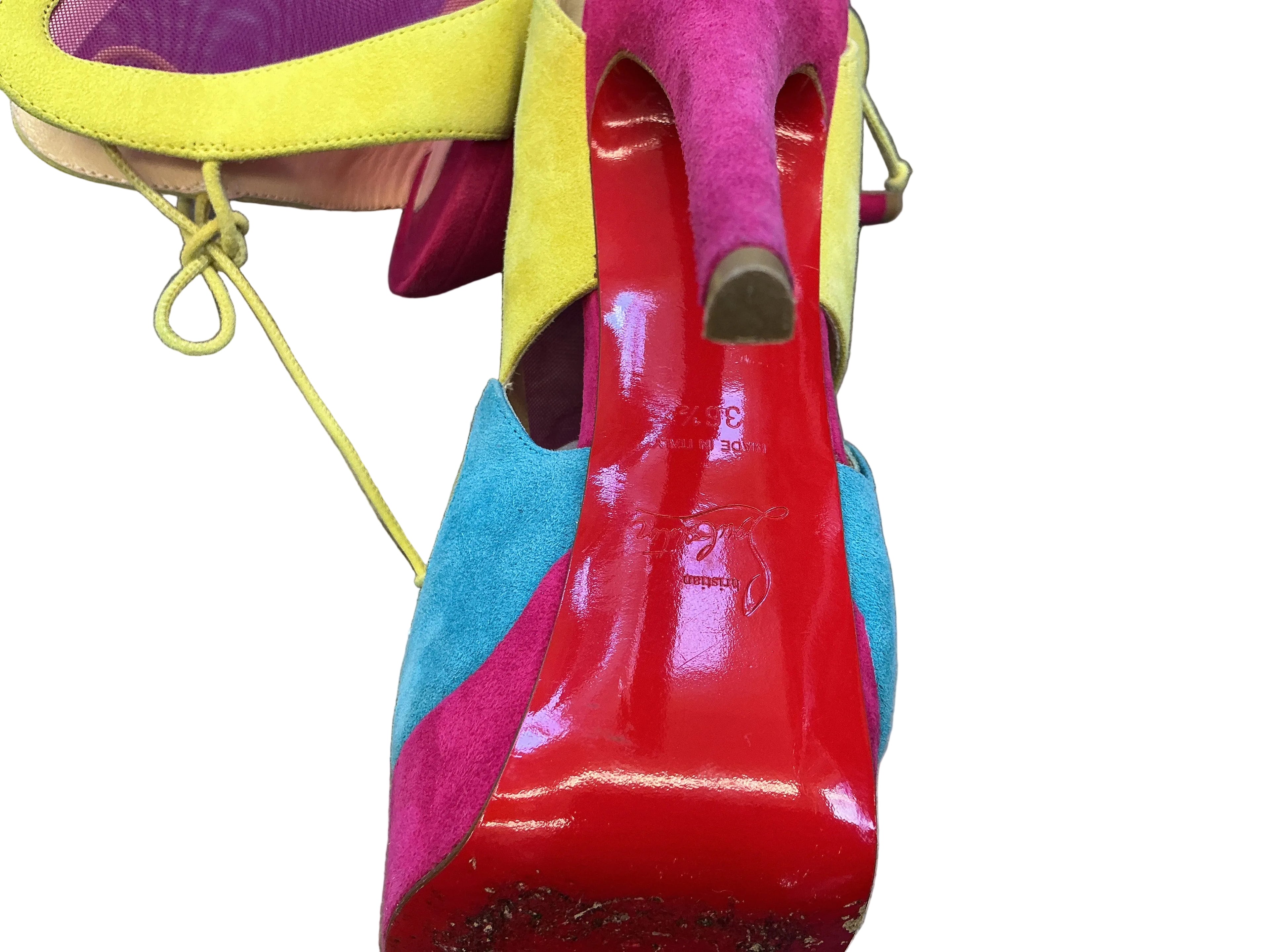 Christian Louboutin Farfamesh Shoes 7 Multicolor (Pink, Yellow, Blue, Beige)