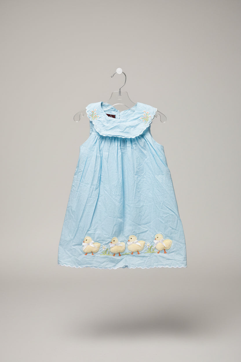 Dress 3T Light blue yellow chicks
