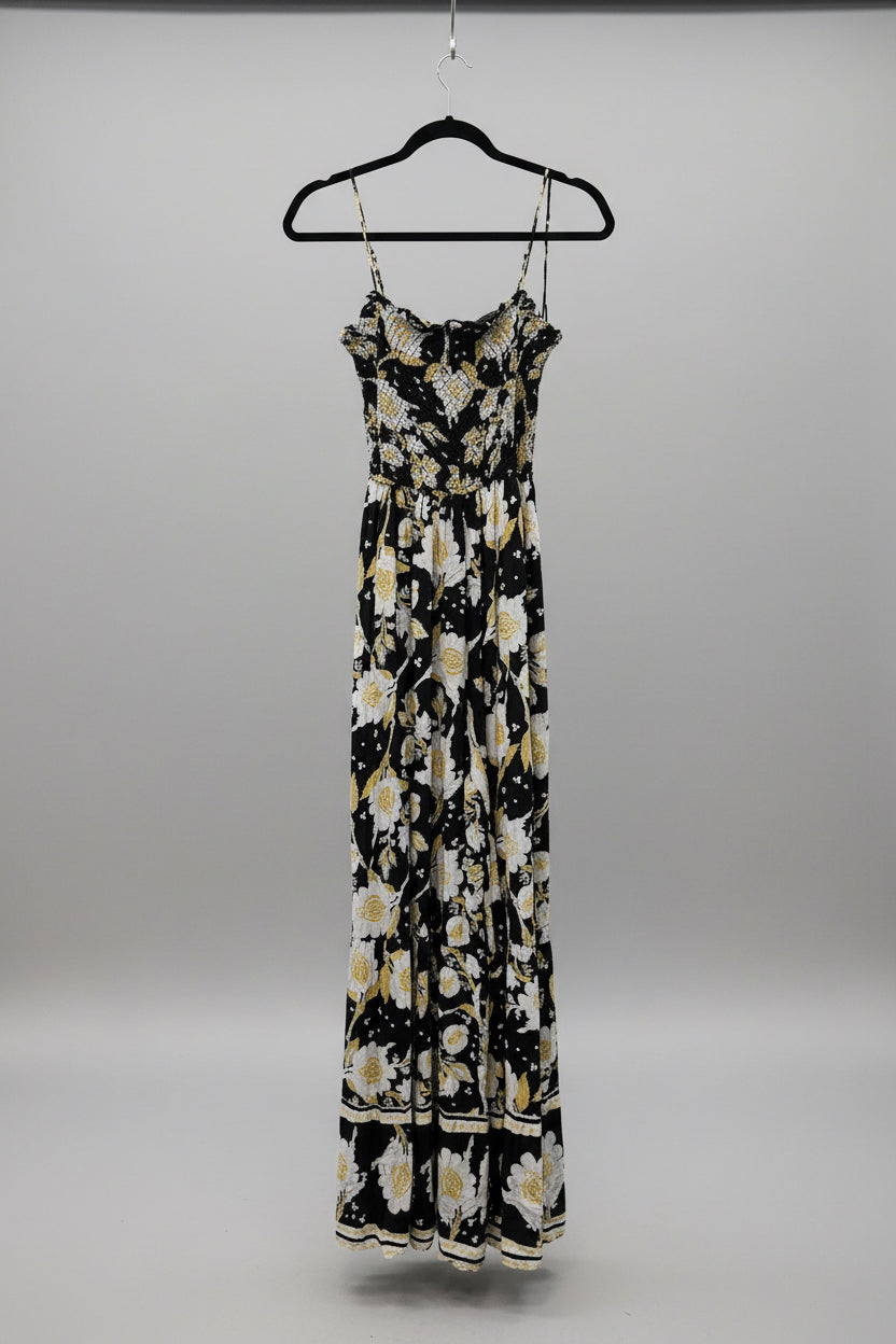 Free People Jumpsuit S Black and White yellow flowers