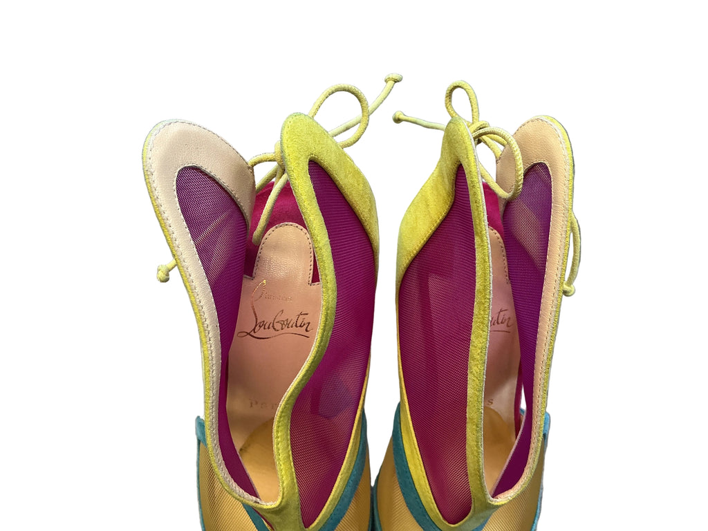 Christian Louboutin Farfamesh Shoes 7 Multicolor (Pink, Yellow, Blue, Beige)