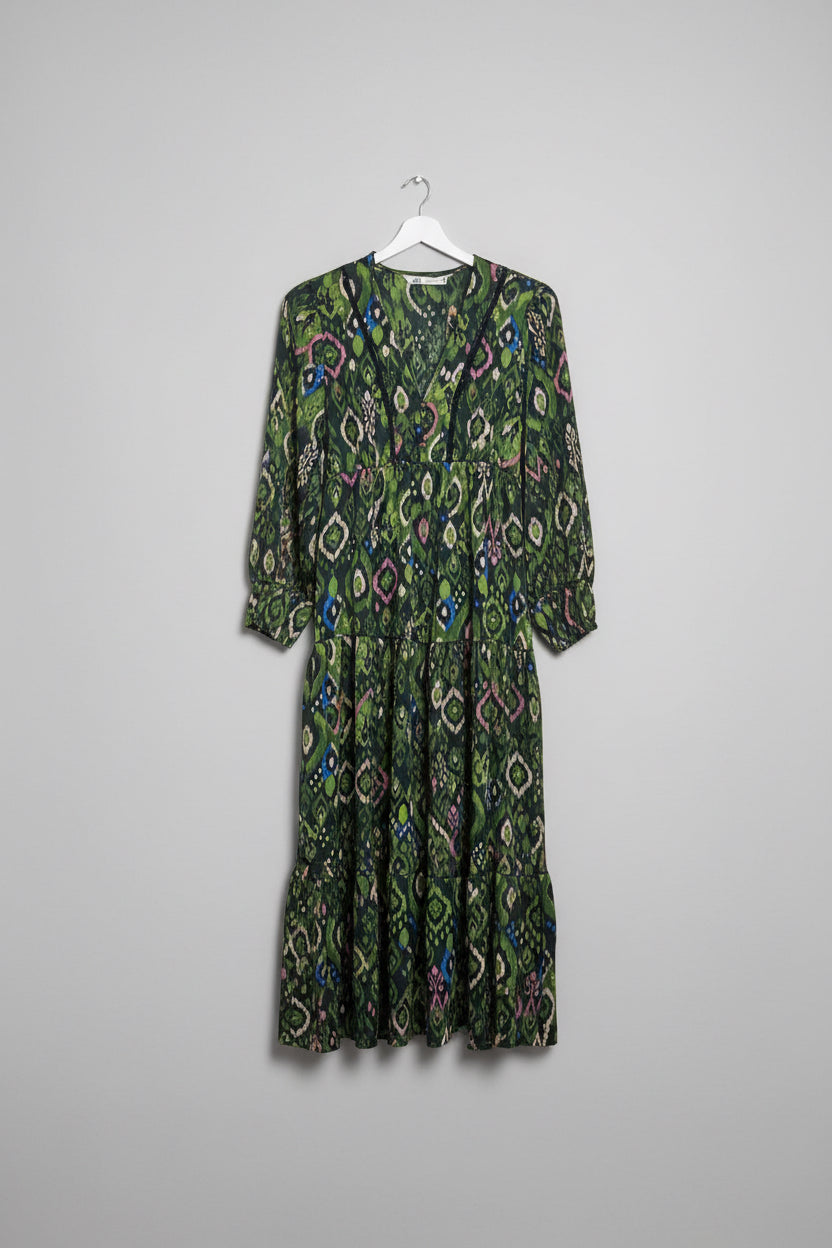 Zara Dress S Multicolor green, pink, blue, cream, black) NWT